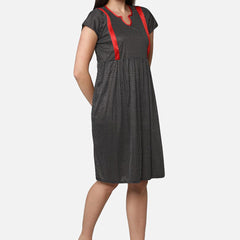 Be You Black Printed Nightdress
