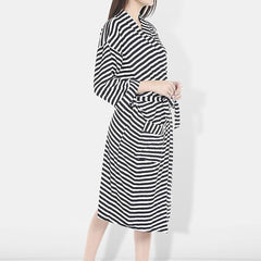 Be You Women Striped Cotton Anti-bacterial Super Soft Bath Robe With Belt
