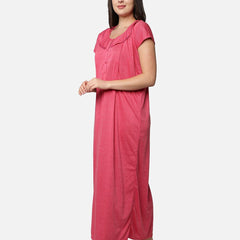 Be You Pink Synthetic Striped Maternity / Feeding Gown for women