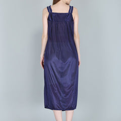 Be You Women Navy Blue Maxi Satin Nightdress