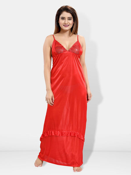 Be You Pack Of 6 Satin Maxi Wrap Nightdress With Lingerie Set