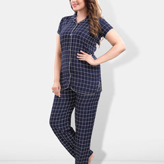 Be You Lapel Collar Checked Night suit