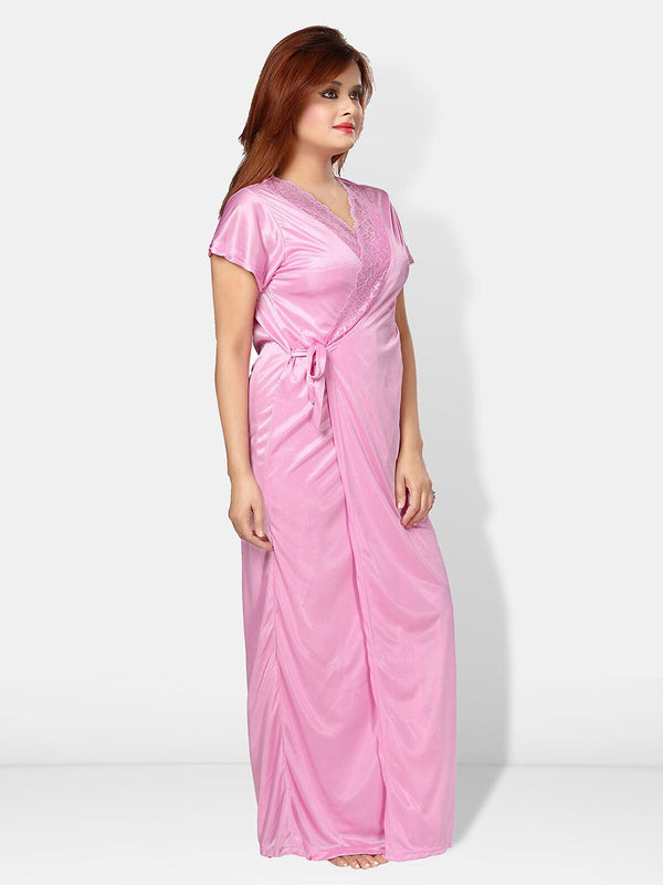 Be You Shoulder Straps Satin Maxi Nightdress With Robe