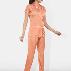 Be You Lapel Collar Satin Night suit