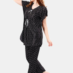 Be You Geometric Printed Satin Night Suit