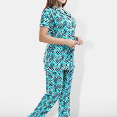 Be You Geometric Printed Lapel Collar Night Suit