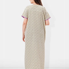 Be You Floral Printed Embroidered Maxi Nightdress