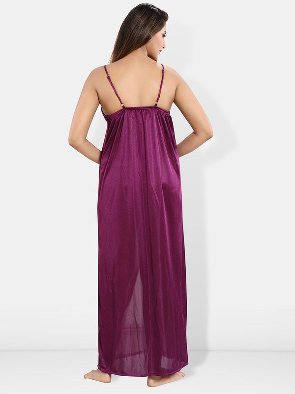 Be You Shoulder Straps Satin Maxi Nightdress With Robe