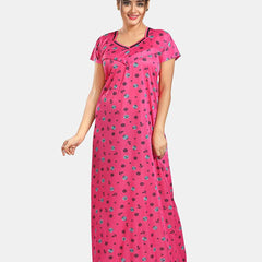 Be You Floral Printed Satin Maternity Maxi Sweat Nightdress