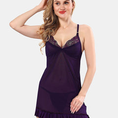 Be You Shoulder Straps Net Baby Doll With Briefs