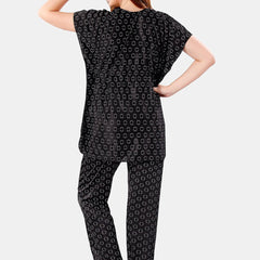 Be You Geometric Printed Satin Night Suit