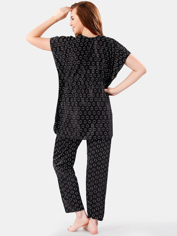 Be You Geometric Printed Satin Night Suit