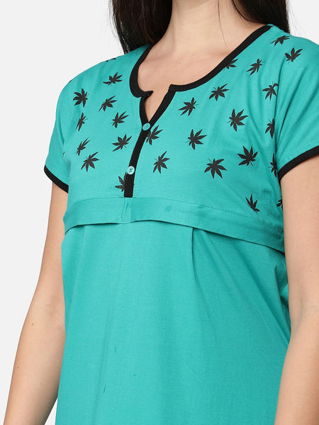 Be You Turquoise Blue Cotton Blend Maternity Nightdress