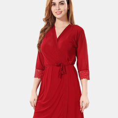 Be You Net Above Knee Length Nightdress With Robe