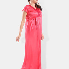 Be You V-Neck Satin Night Suit With Robe