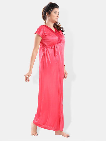Be You V-Neck Satin Night Suit With Robe