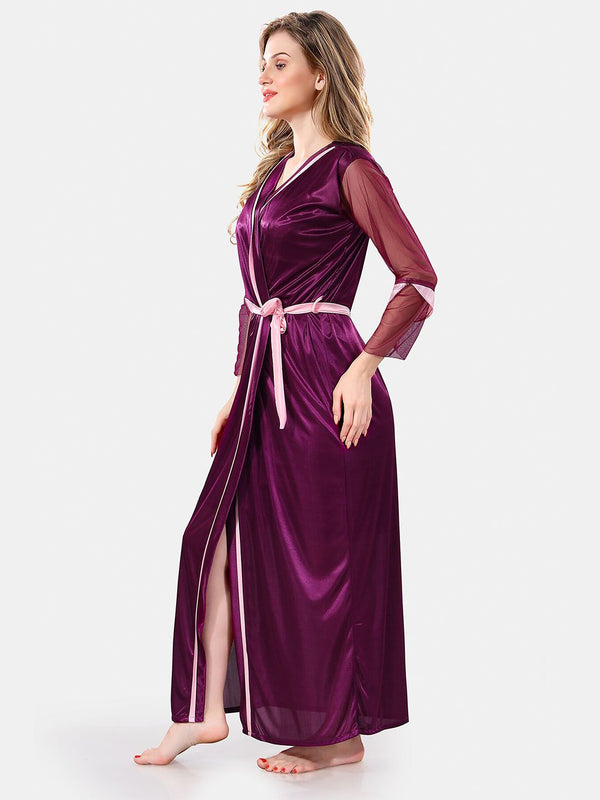 Be You Shoulder Strap Satin Maxi Nightdress With Robe