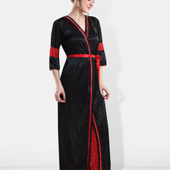 Be You Self Designed Shoulder Straps Satin Maxi Nightdress With Robe