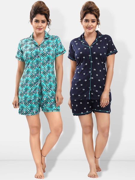 Be You Pack Of 2 Conversational Printed Night Suit