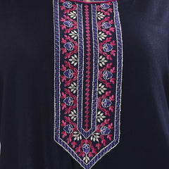 Be You Navy Blue Embroidered Maxi Nightdress