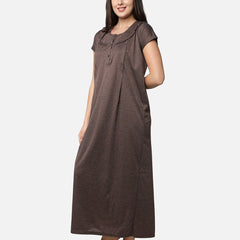 Be You Brown Printed Maxi Nightdress