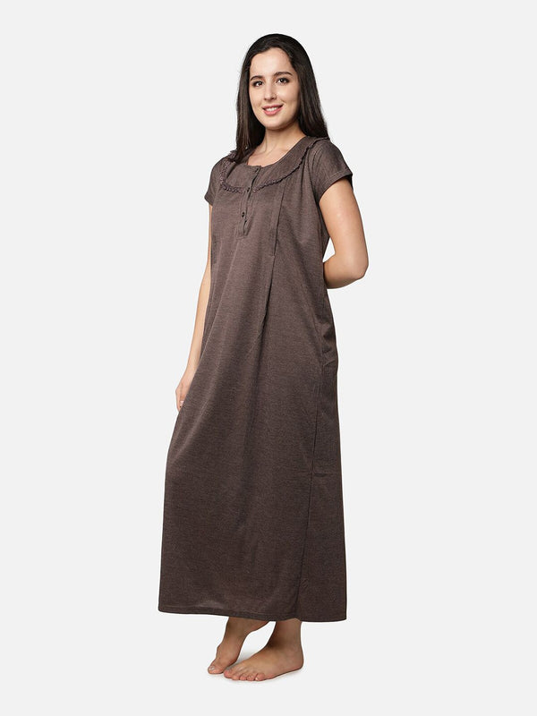 Be You Brown Printed Maxi Nightdress