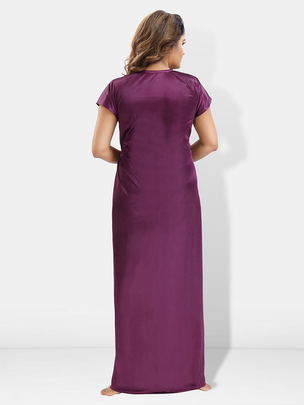 Be You 6 Pieces Satin Maxi Nightdress Set With Robe And Lingerie Set