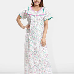 Be You Women Printed Maxi Nightdress