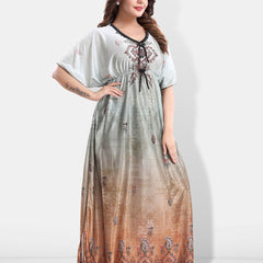 Be You Printed Satin Maxi Kaftan Nightdress
