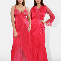Be You Shoulder Straps Satin Maxi Nightdress With Robe