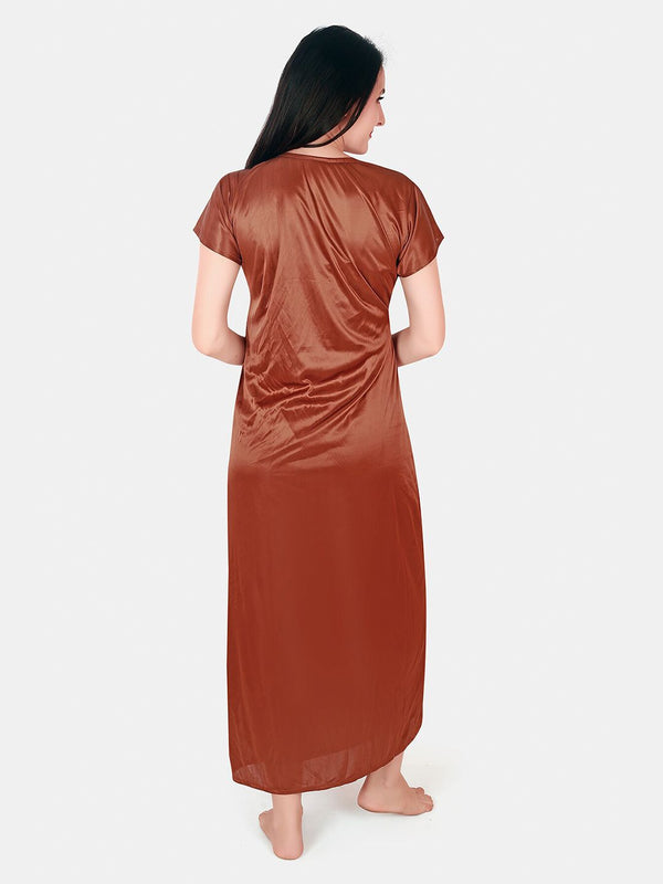 Be You Floral Lace Shoulder Straps Satin Maxi Nightdress With Robe