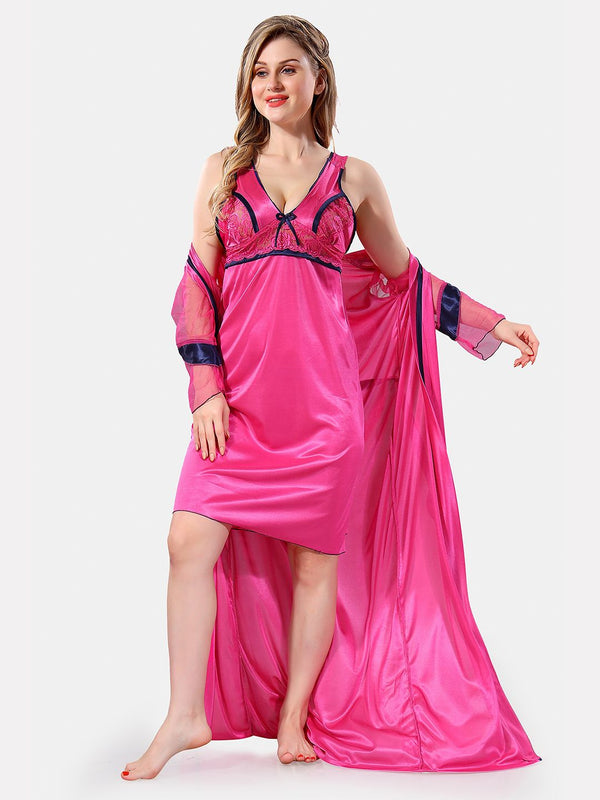 Be You Shoulder Strap Satin Maxi Nightdress With Robe