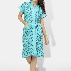Be You Women Printed Cotton Anti-bacterial Super Soft Bath Robe With Belt