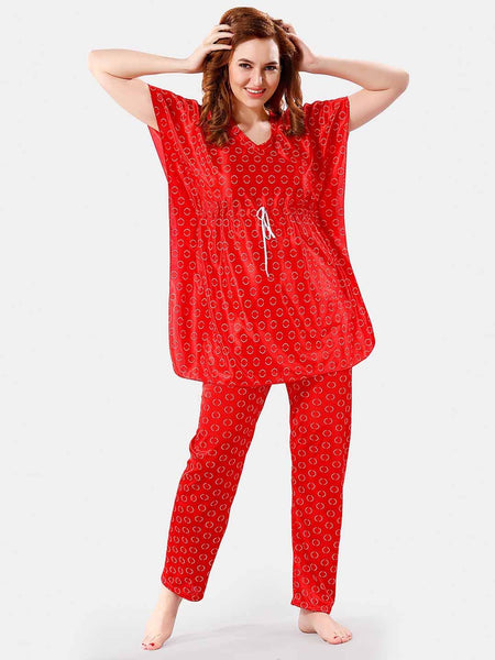 Be You Geometric Printed Satin Night Suit