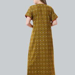Be You Mustard Embroidered Maxi Nightdress
