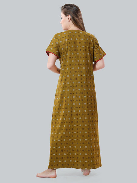 Be You Mustard Embroidered Maxi Nightdress