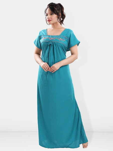 Be You Floral Embroidered Square Neck Maxi Sweat Nightdress