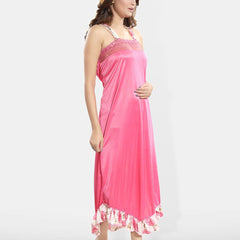 Be You Printed Shoulder Straps Satin Midi Nightdress