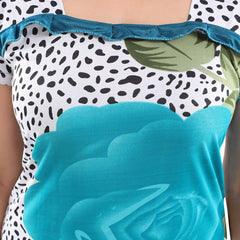 Be You Women Turquoise Blue & White Printed Night suit
