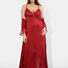 Be You Shoulder Straps Satin Maxi Nightdress With Robe