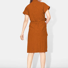 Be You Brown Solid Cotton Drawstring Knee Length Bath Robe