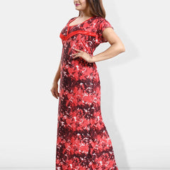 Be You Floral Printed Satin Maternity Maxi Sweat Nightdress