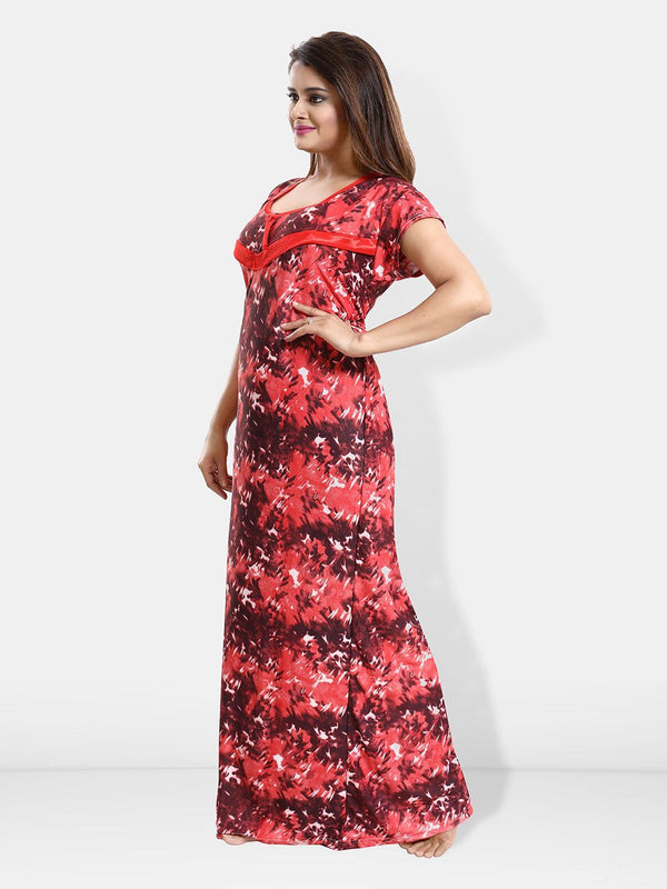 Be You Floral Printed Satin Maternity Maxi Sweat Nightdress