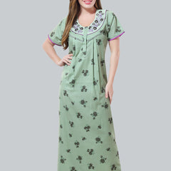 Be You Green Embroidered Maxi Nightdress