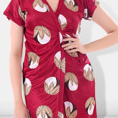 Be You Maroon Printed Nightdress