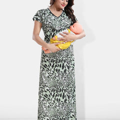 Be You Abstract Printed Maternity Maxi Sweat Nightdress