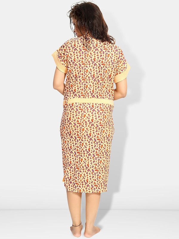 Be You Women Printed Cotton Anti-bacterial Super Soft Bath Robe With Belt
