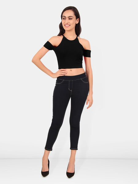 Be You Cold-Shoulder Cotton Crop Top