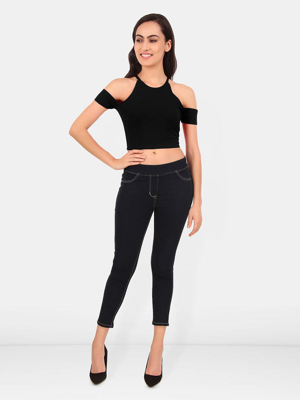 Be You Cold-Shoulder Cotton Crop Top