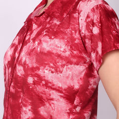 Be You Women Tie-Dye Print Top & Pyjama Night Suit